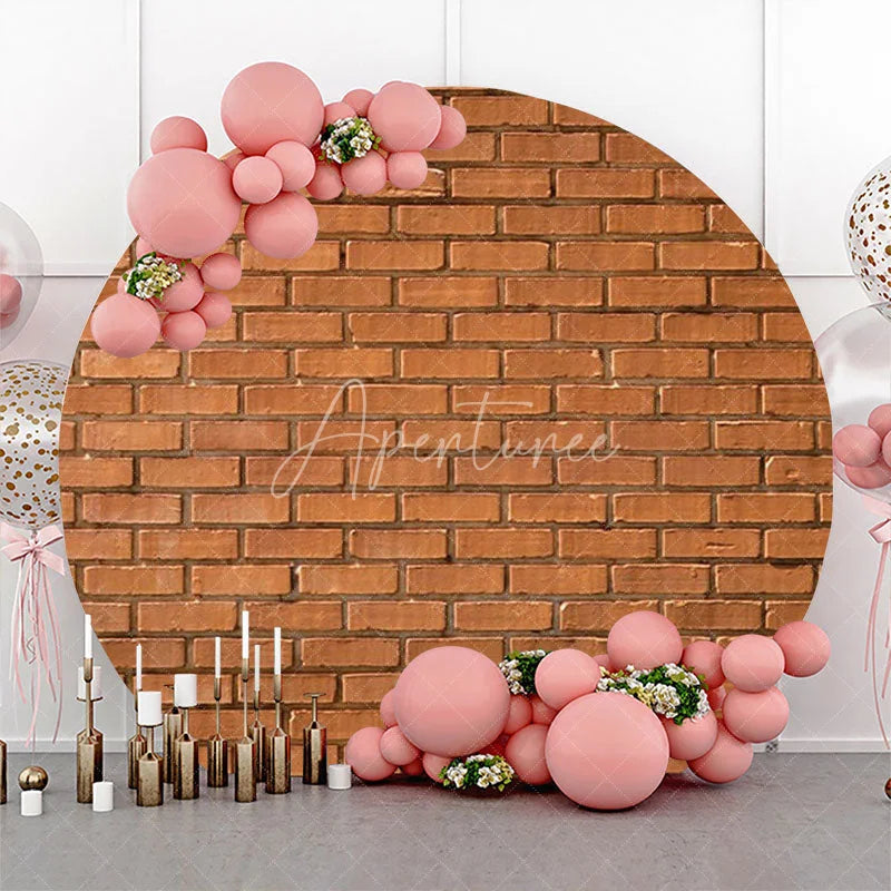 Aperturee - Round Retro Brick Wall Backdrop For Birthday Party