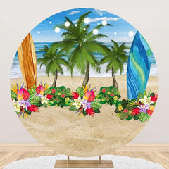 Aperturee - Round Sand Floral Trees Surfboard Summer Backdrop
