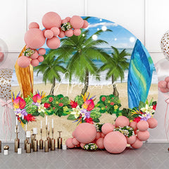 Aperturee - Round Sand Floral Trees Surfboard Summer Backdrop