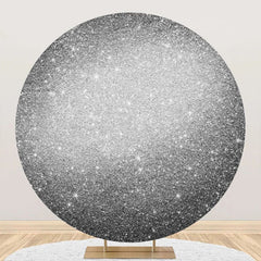Aperturee - Round Silver Glitter Metal Texture Birthday Backdrop