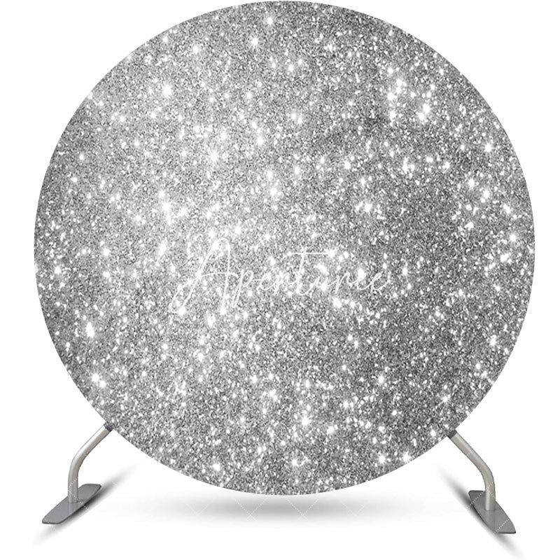 Aperturee - Round Silver Sparkling Bokeh Backdrop For Birthday