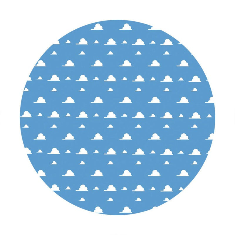 Aperturee - Round Simple Blue And White Cloud Birthday Backdrop