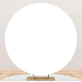Aperturee - Round Simple White Solid Color Birthday Backdrop