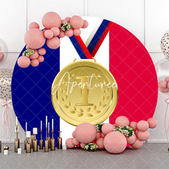 Aperturee - Round Stripe French Flag Gold Metal Sports Backdrop