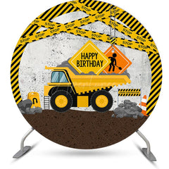 Aperturee - Round Under Construction Happy Birthday Backdrop