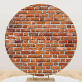 Aperturee - Round Vintage Red Brick Wall Backdrop For Birthday