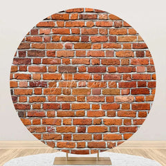 Aperturee - Round Vintage Red Brick Wall Backdrop For Birthday