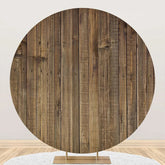 Aperturee - Round Vintage Vertical Plank Wood Birthday Backdrop