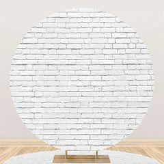 Aperturee - Round White Vintage Brick Wall Backdrop For Party