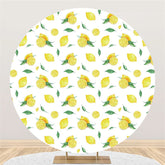 Aperturee Round Yellow Lemon Refreshing Happy Birthday Backdrop