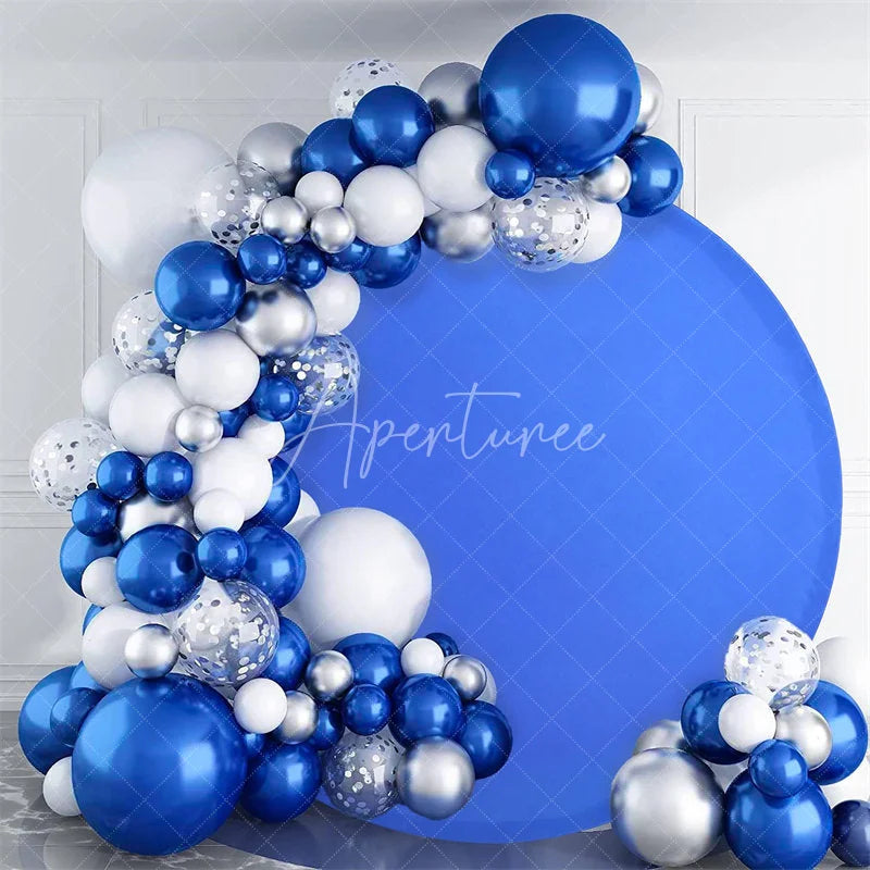Aperturee - (Ship In 24HR) Royal Blue Round Party Backdrop for Photo Booth