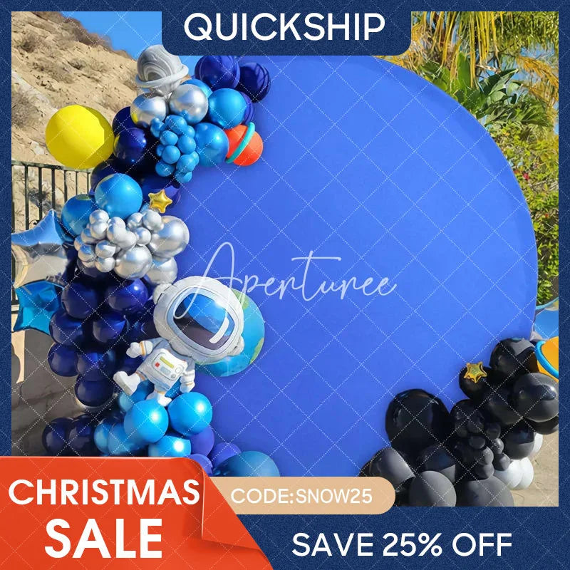 Aperturee - (Ship In 24HR) Royal Blue Round Party Backdrop for Photo Booth