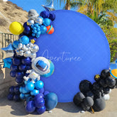 Aperturee - (Ship In 24HR) Royal Blue Round Party Backdrop for Photo Booth