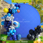 Aperturee - (Ship In 24HR) Royal Blue Round Party Backdrop for Photo Booth