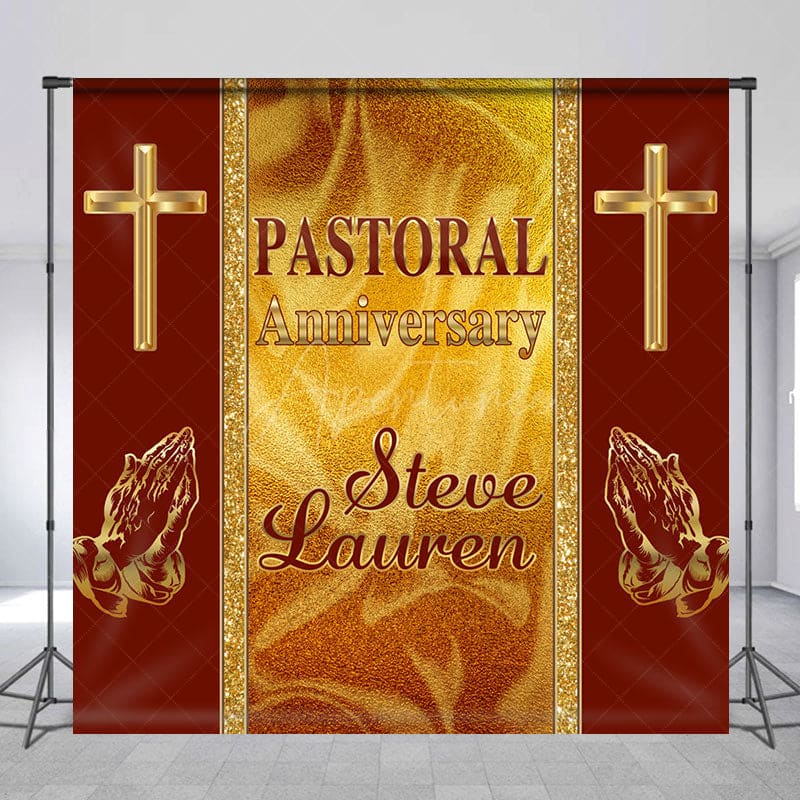 Aperturee - Royal Gold Red Custom Pastoral Anniversary Backdrop