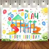 Aperturee - Run And Play Colorful Slide Grass Birthday Backdrop