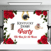 Aperturee - Run For Roses White Kentucky Derby Party Backdrop