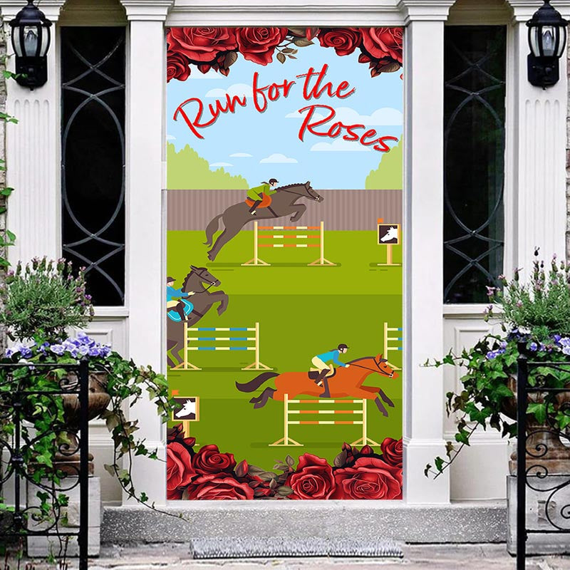 Aperturee - Run For The Roses Kentucky Derby Cartoon Door Cover