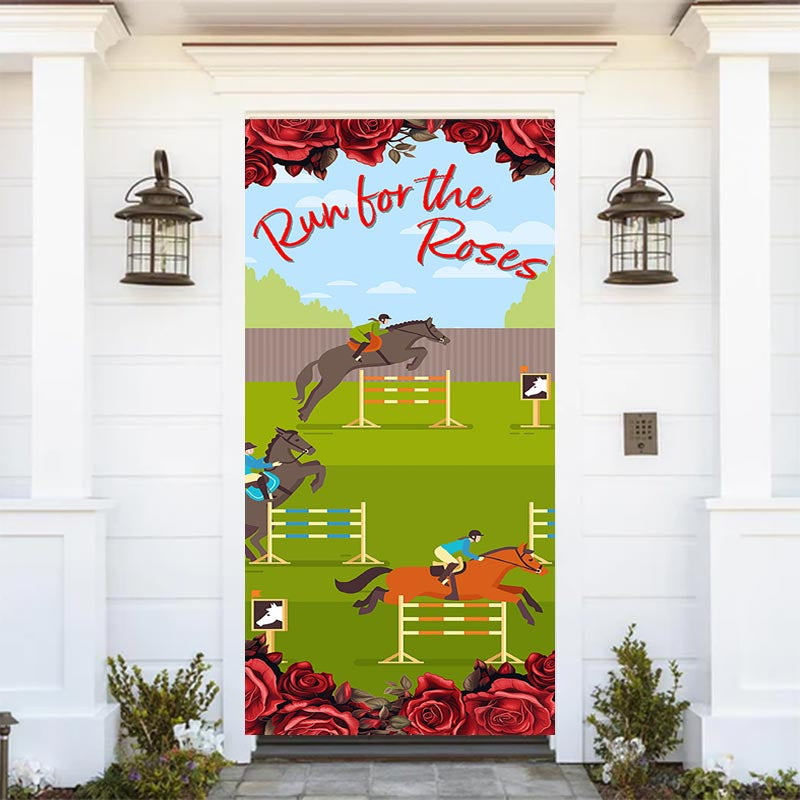 Aperturee - Run For The Roses Kentucky Derby Cartoon Door Cover