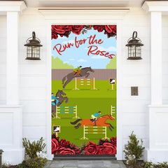 Aperturee - Run For The Roses Kentucky Derby Cartoon Door Cover