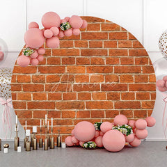 Aperturee - Rust Color Brick Wall Round Backdrop For Birthday