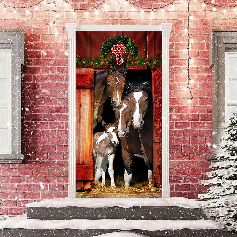 Aperturee - Rustic Farm House Christmas Door Cover Decoration