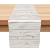 Aperturee - Rustic White Wooden Texture Classic Table Runner