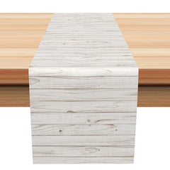 Aperturee - Rustic White Wooden Texture Classic Table Runner