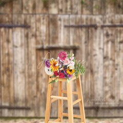 Aperturee - Rustic Wooden Farmhouse Barn Door Photo Backdrop