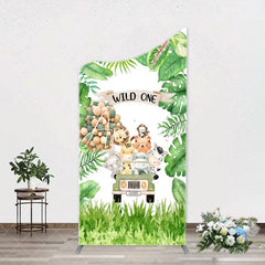 Aperturee - Safari Animals Plant Wild One Birthday Arch Backdrop