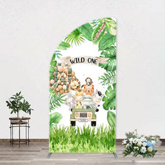 Aperturee - Safari Animals Plant Wild One Birthday Arch Backdrop