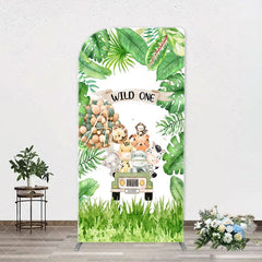 Aperturee - Safari Animals Plant Wild One Birthday Arch Backdrop