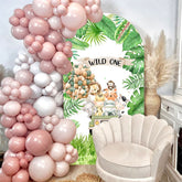 Aperturee - Safari Animals Plant Wild One Birthday Arch Backdrop