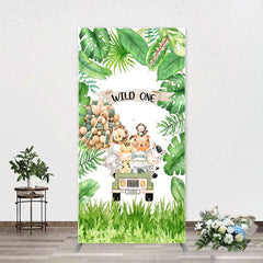 Aperturee - Safari Animals Plant Wild One Birthday Arch Backdrop