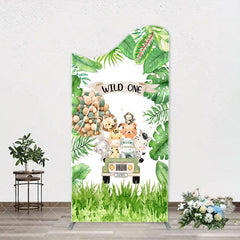 Aperturee - Safari Animals Plant Wild One Birthday Arch Backdrop
