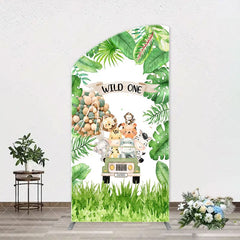 Aperturee - Safari Animals Plant Wild One Birthday Arch Backdrop