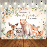 Aperturee - Safari Animals Sweet Pumpkin Baby Shower Backdrop