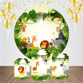 Aperturee - Safari Grass Animals Circle Baby Shower Backdrop Kit