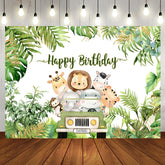 Aperturee - Safari Jungle Animals Leaves Car Birthday Backdrop