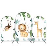Aperturee Safari Wild Theme Green Leaves And Animals Arch Backdrop Kit