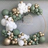 Aperturee - Sage Green 137 Pack Diy Balloon Arch Kit | Balloon Arch Party Decorations - Gold | White