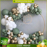Aperturee - Sage Green 137 Pack Diy Balloon Arch Kit | Balloon Arch Party Decorations - Gold | White