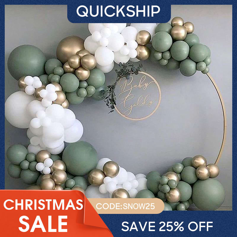 Aperturee - Sage Green 137 Pack Diy Balloon Arch Kit | Balloon Arch Party Decorations - Gold | White