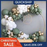 Aperturee - Sage Green 137 Pack Diy Balloon Arch Kit | Balloon Arch Party Decorations - Gold | White