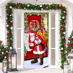 Aperturee - Santa Claus Gifts Bundle Plants Christmas Door Cover
