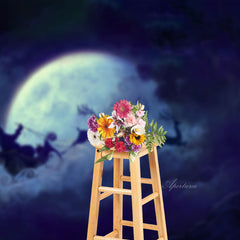 Aperturee - Santa Claus Moon Elks Sleigh Christmas Backdrop
