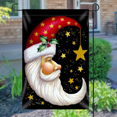 Aperturee - Santa Claus Moon Shape Star Christmas Garden Flag
