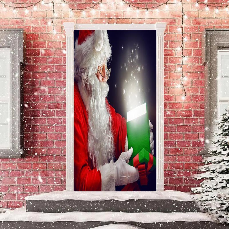 Aperturee - Santa Claus Night Sparkle Gift Christmas Door Cover