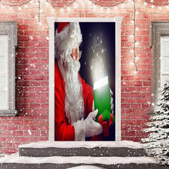 Aperturee - Santa Claus Night Sparkle Gift Christmas Door Cover