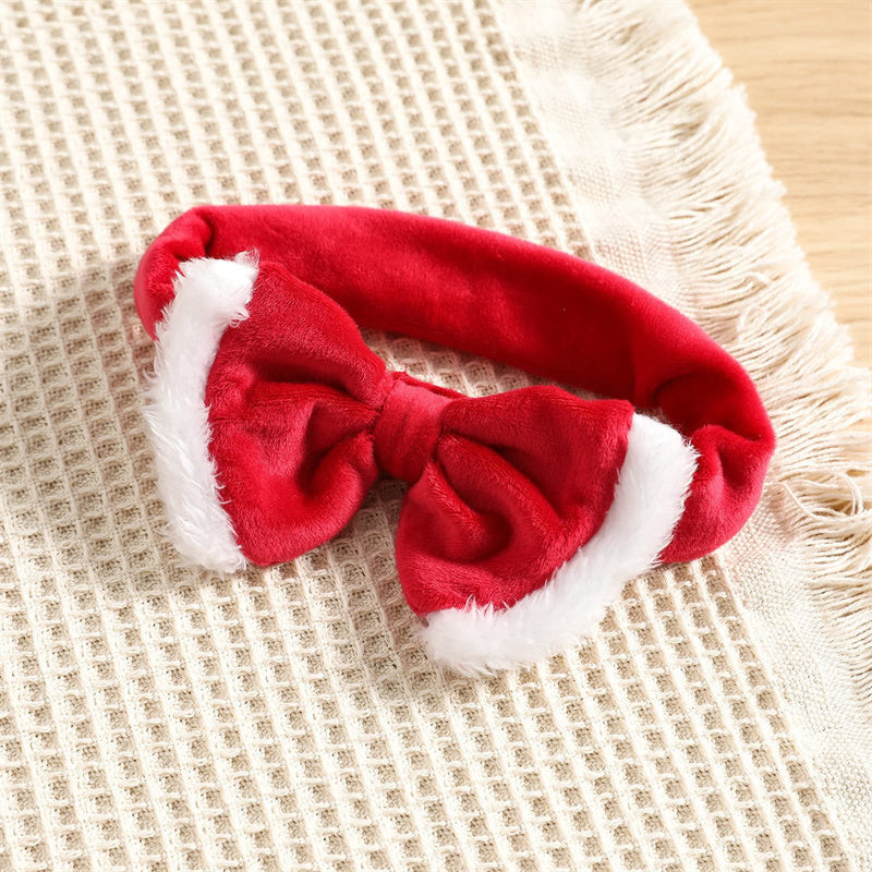 Aperturee - Santa Claus Red Tulle Fur Collar Party Kids Dress